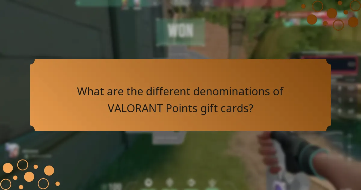 What are the different denominations of VALORANT Points gift cards?